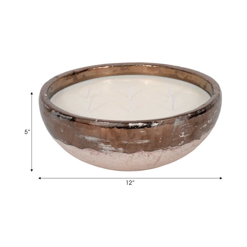 12" 57 Oz Pine Bowl Candle, Grey/gold - Al Rugaib Furniture