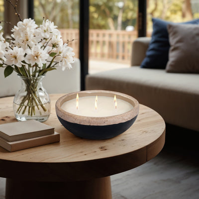 12" 57 Oz Spiced Cranberry Bowl Candle, Dark Blue - Al Rugaib Furniture