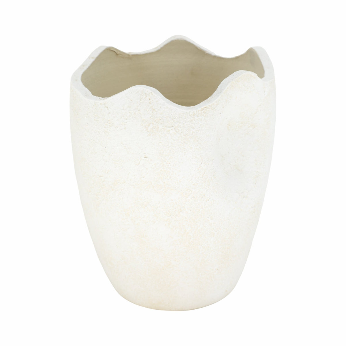 12" ABSTRACT TEXTURED TERRACOTTA VASE, IVORY Vases and Jars| Sagebrook Home