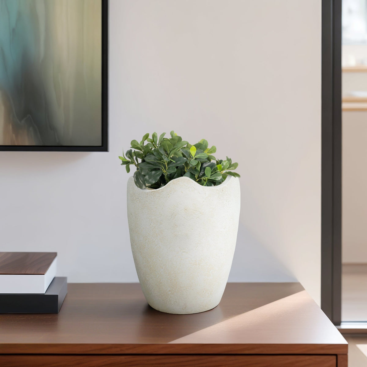 12" ABSTRACT TEXTURED TERRACOTTA VASE, IVORY Vases and Jars| Sagebrook Home