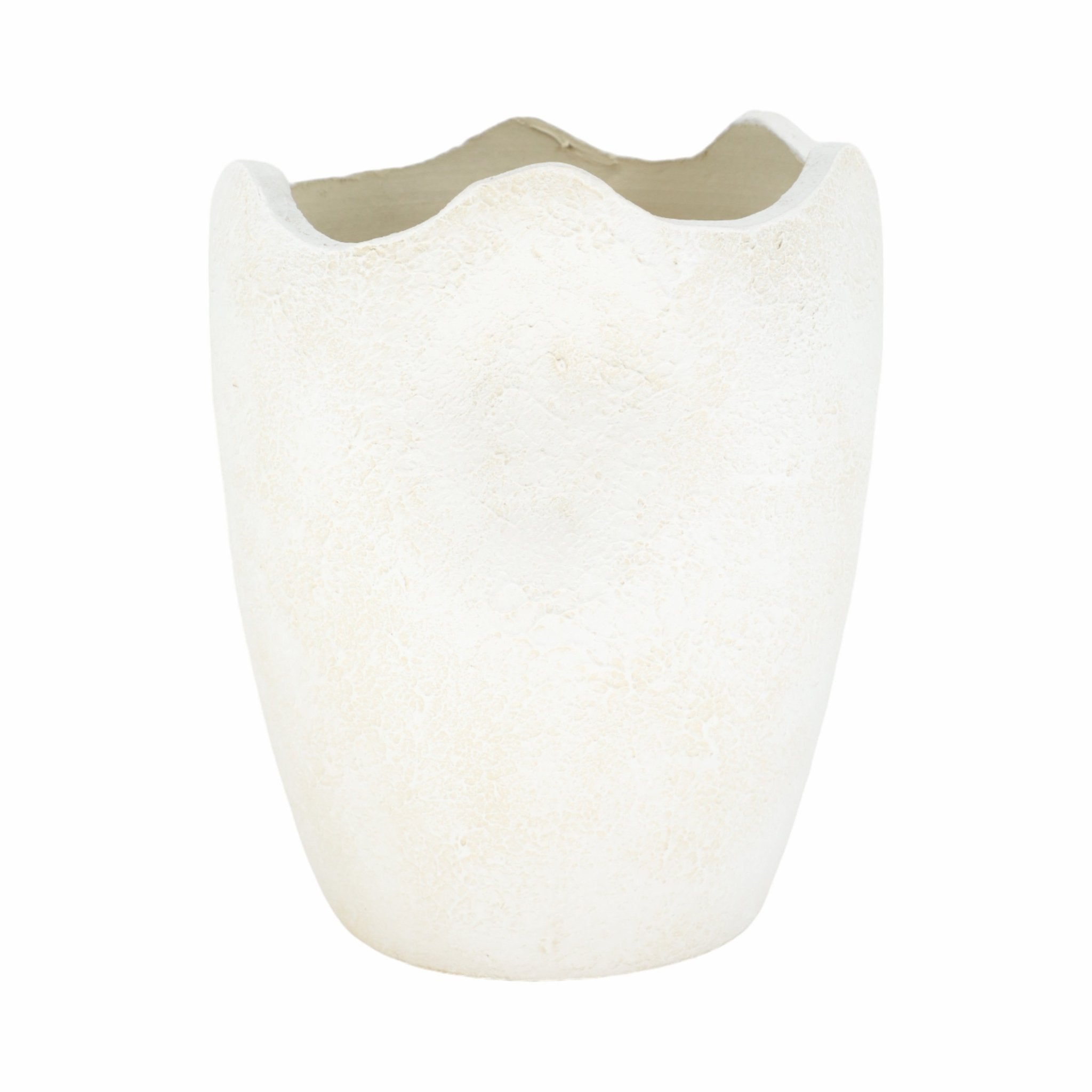 12" ABSTRACT TEXTURED TERRACOTTA VASE, IVORY Vases and Jars| Sagebrook Home