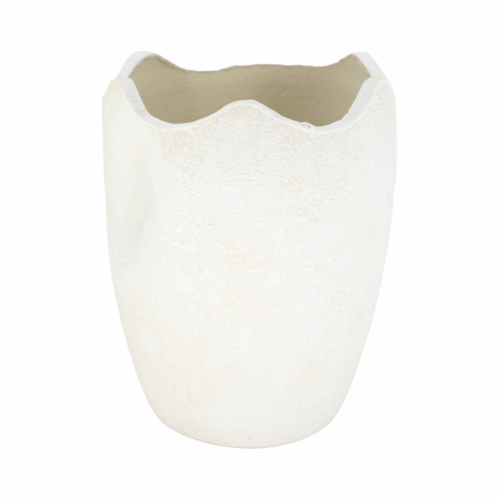 12" ABSTRACT TEXTURED TERRACOTTA VASE, IVORY Vases and Jars| Sagebrook Home