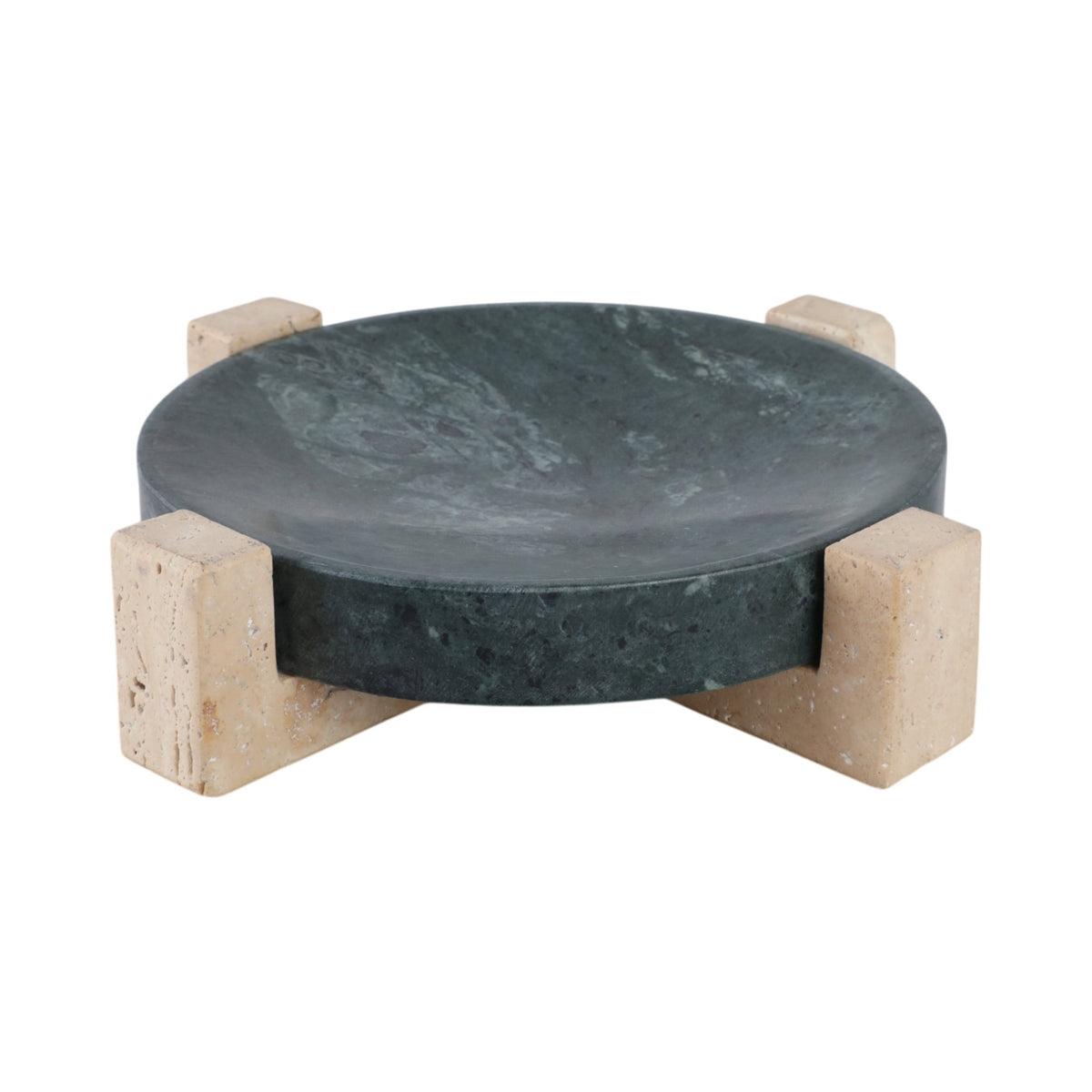 12" Archer Small Green Marble And Travertine Tray Table Decors| Sagebrook Home