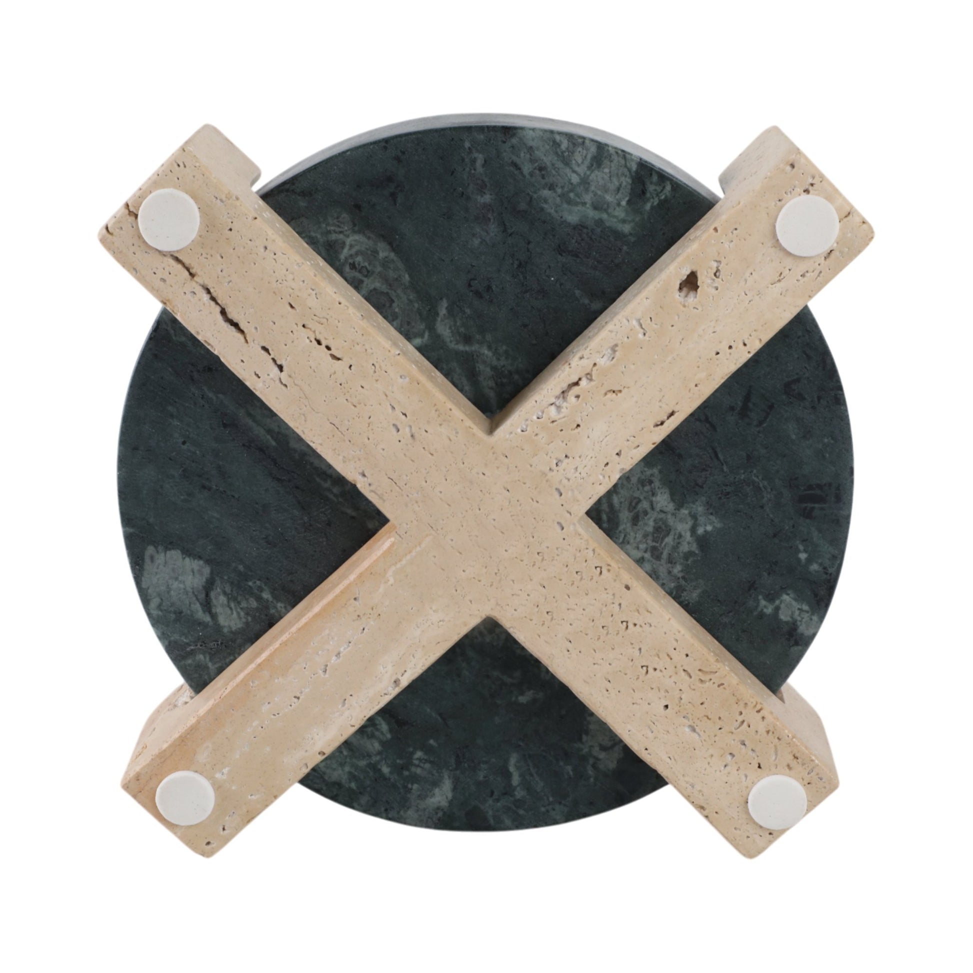 12" Archer Small Green Marble And Travertine Tray Table Decors| Sagebrook Home