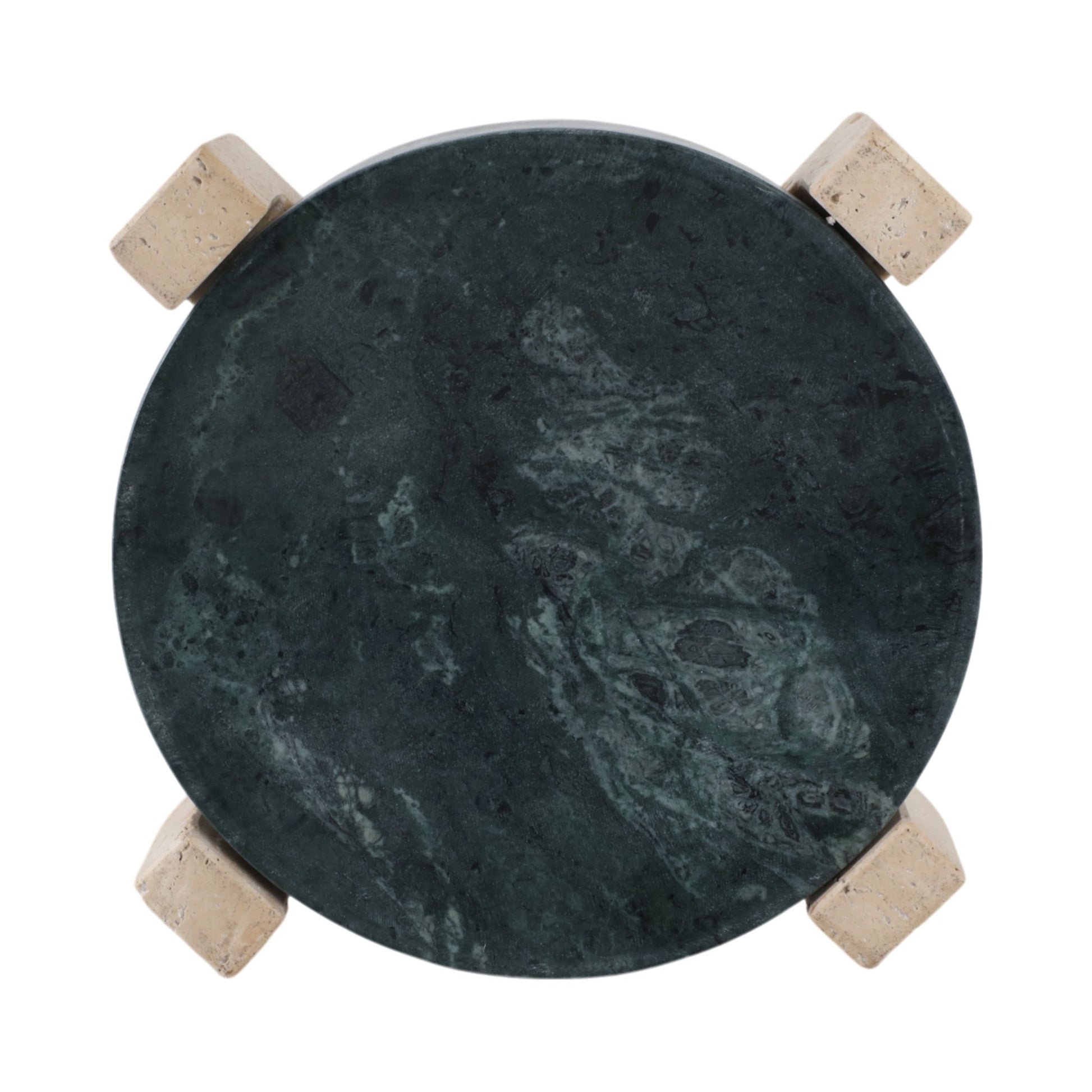12" Archer Small Green Marble And Travertine Tray Table Decors| Sagebrook Home