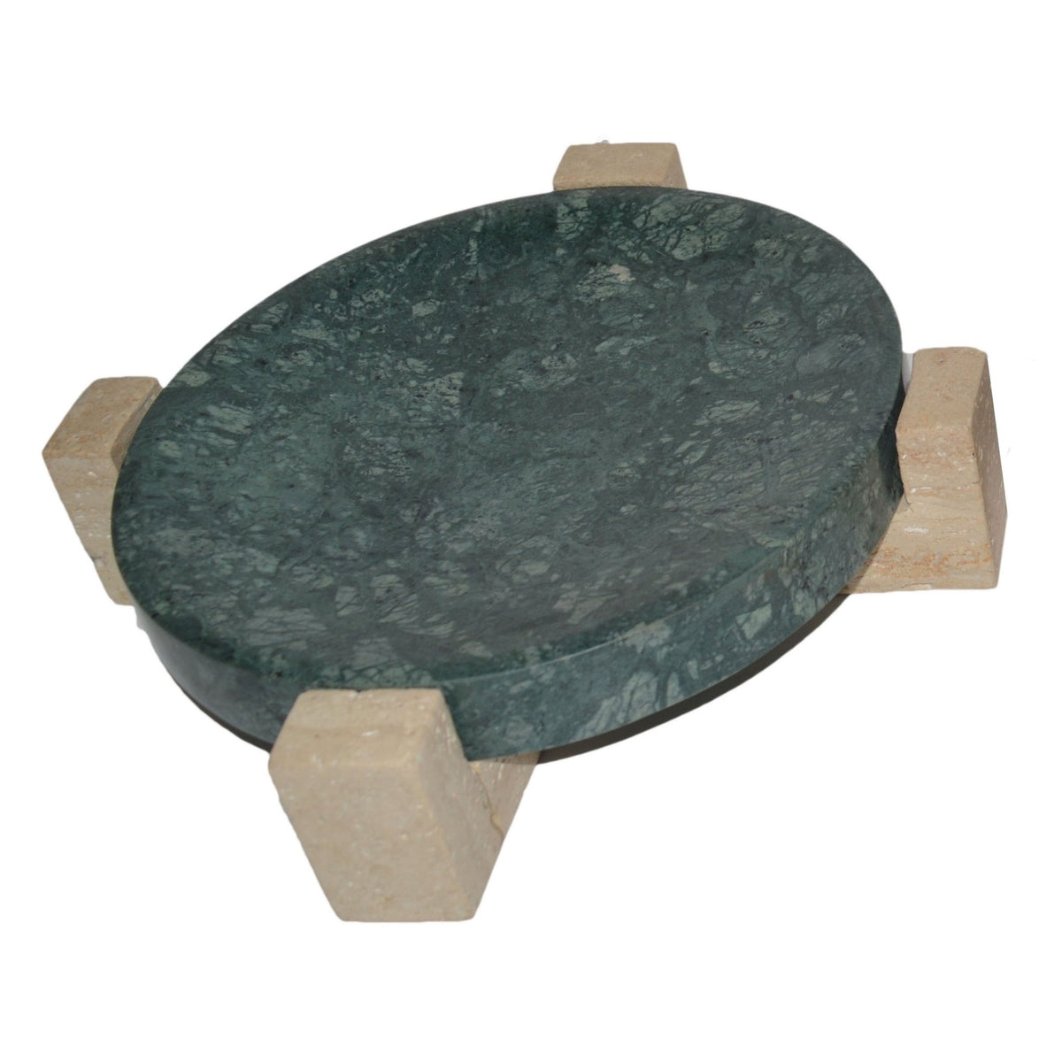 12" Archer Small Green Marble And Travertine Tray Table Decors| Sagebrook Home