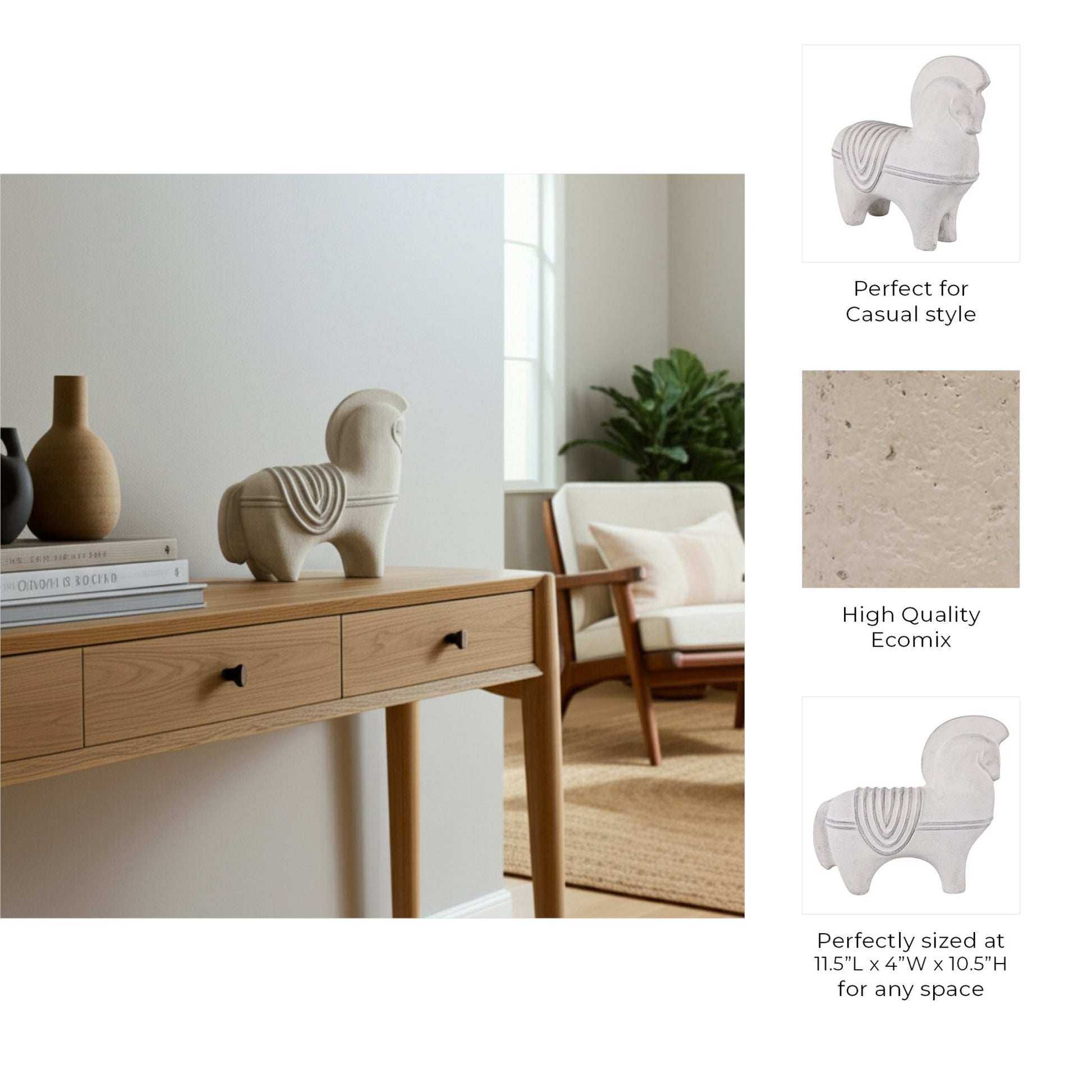 12" Barringston Eco-mix Horse Table Decors| Sagebrook Home