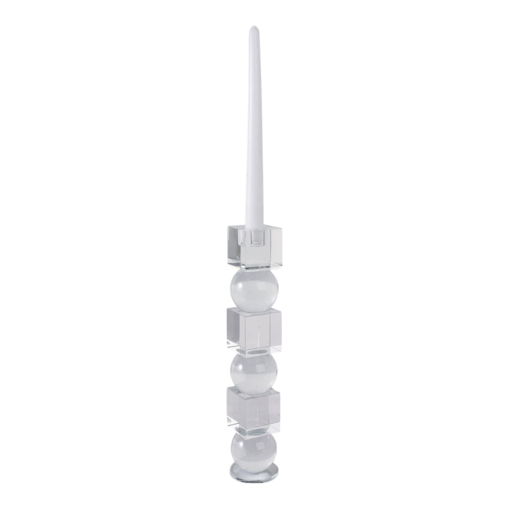 12" Crystal Orbs & Blocks Taper Candleholder, Clea Candle Holders| Sagebrook Home