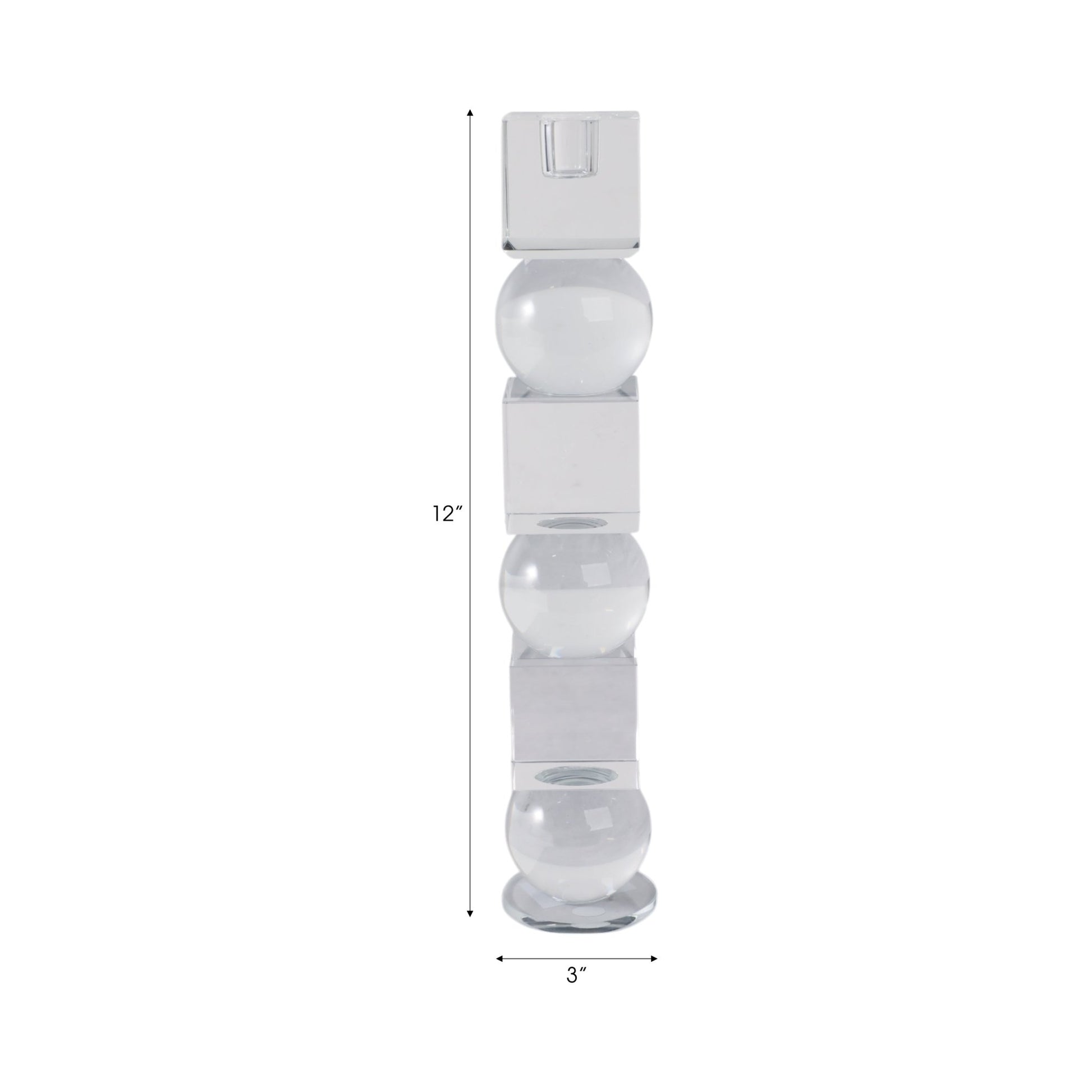 12" Crystal Orbs & Blocks Taper Candleholder, Clea Candle Holders| Sagebrook Home