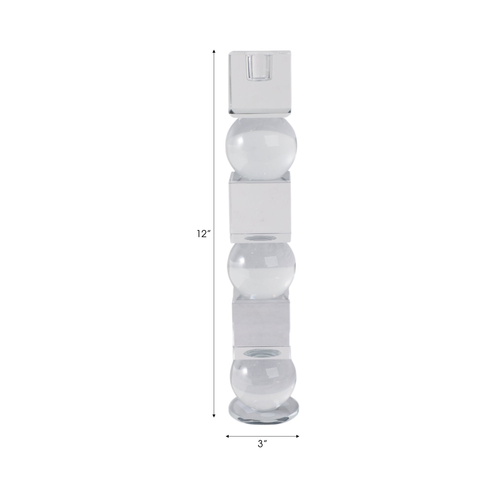 12" Crystal Orbs & Blocks Taper Candleholder, Clea Candle Holders| Sagebrook Home