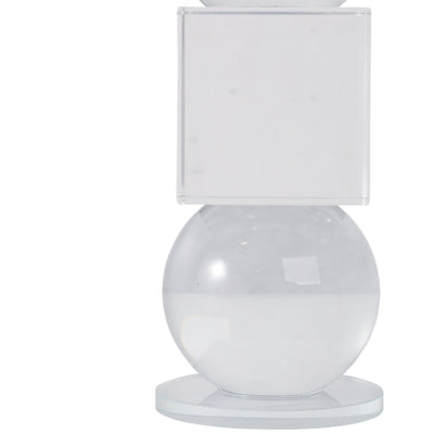 12" Crystal Orbs & Blocks Taper Candleholder, Clea - Al Rugaib Furniture