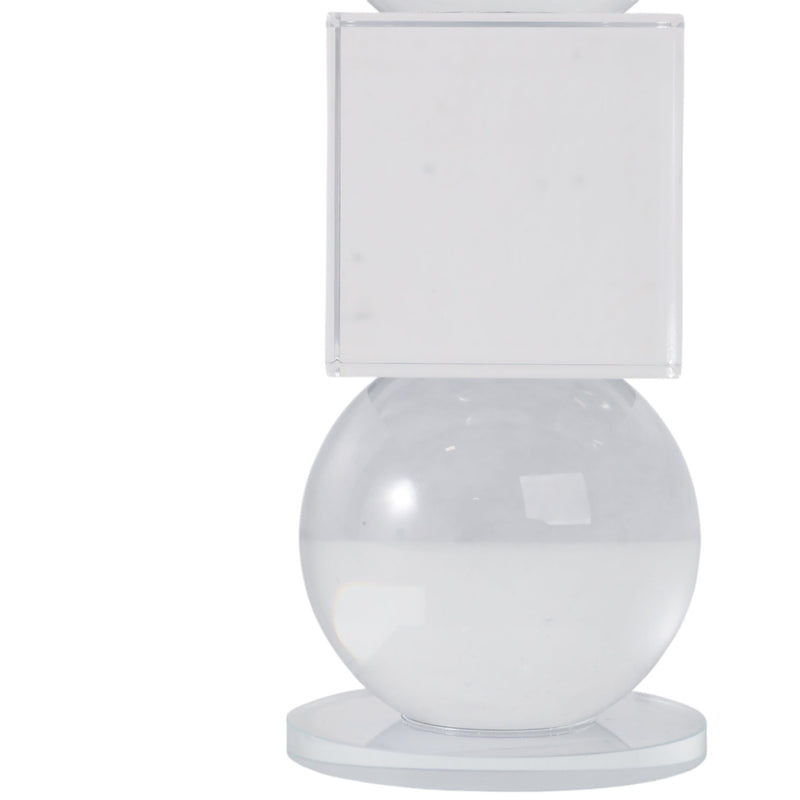 12" Crystal Orbs & Blocks Taper Candleholder, Clea - Al Rugaib Furniture