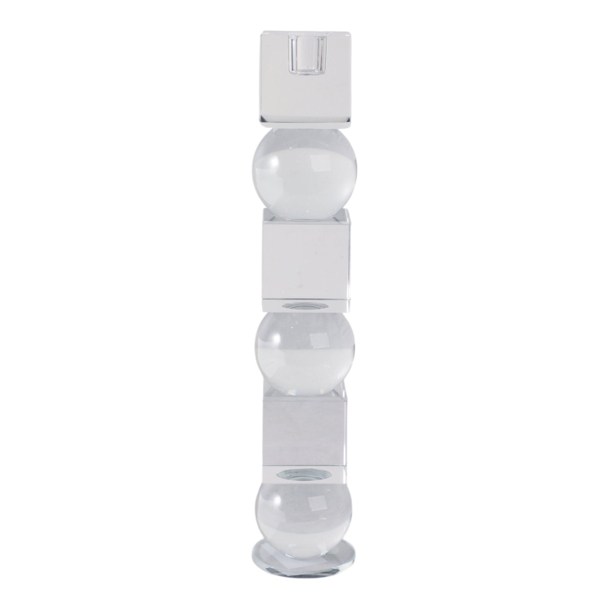 12" Crystal Orbs & Blocks Taper Candleholder, Clea Candle Holders| Sagebrook Home