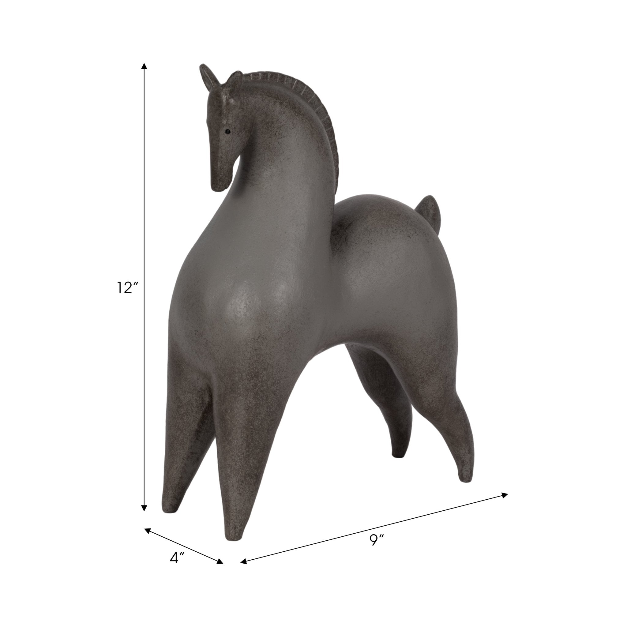 12" Curved Horse, Grey Table Decors| Sagebrook Home