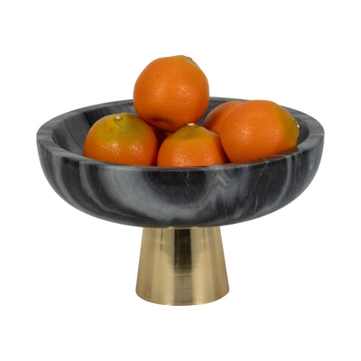 12" Dazey Gray Marble Bowl - Al Rugaib Furniture