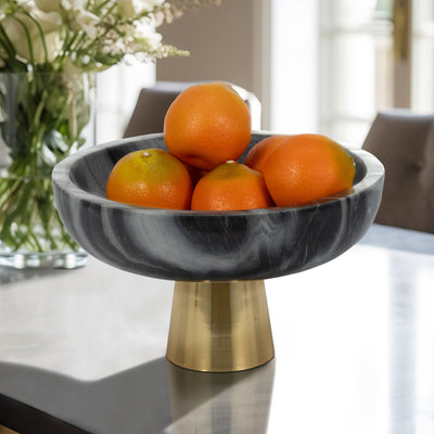12" Dazey Gray Marble Bowl - Al Rugaib Furniture