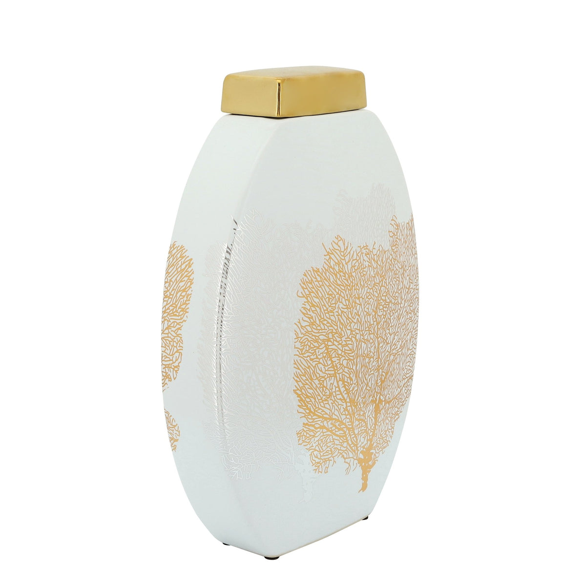 12" DECAL JAR W/ LID, GOLD Vases and Jars| Sagebrook Home