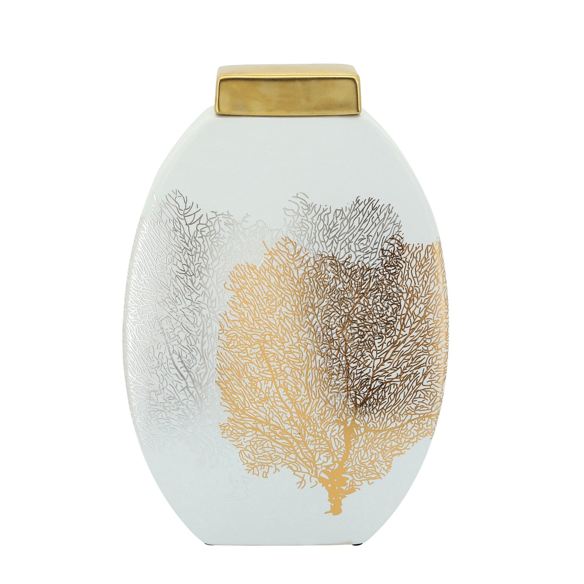 12" DECAL JAR W/ LID, GOLD Vases and Jars| Sagebrook Home