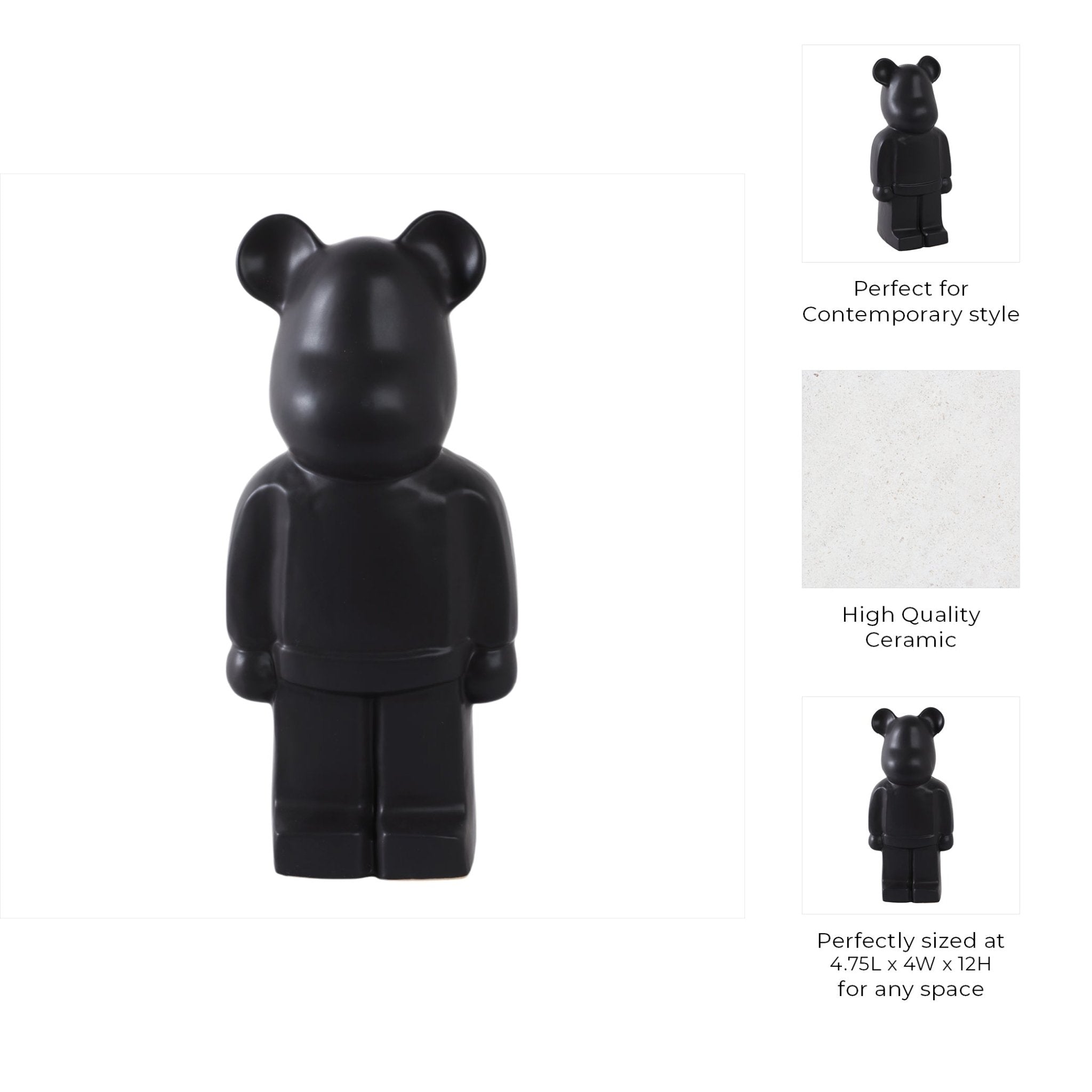 12" Deco Bear Figure, Black Table Decors| Sagebrook Home