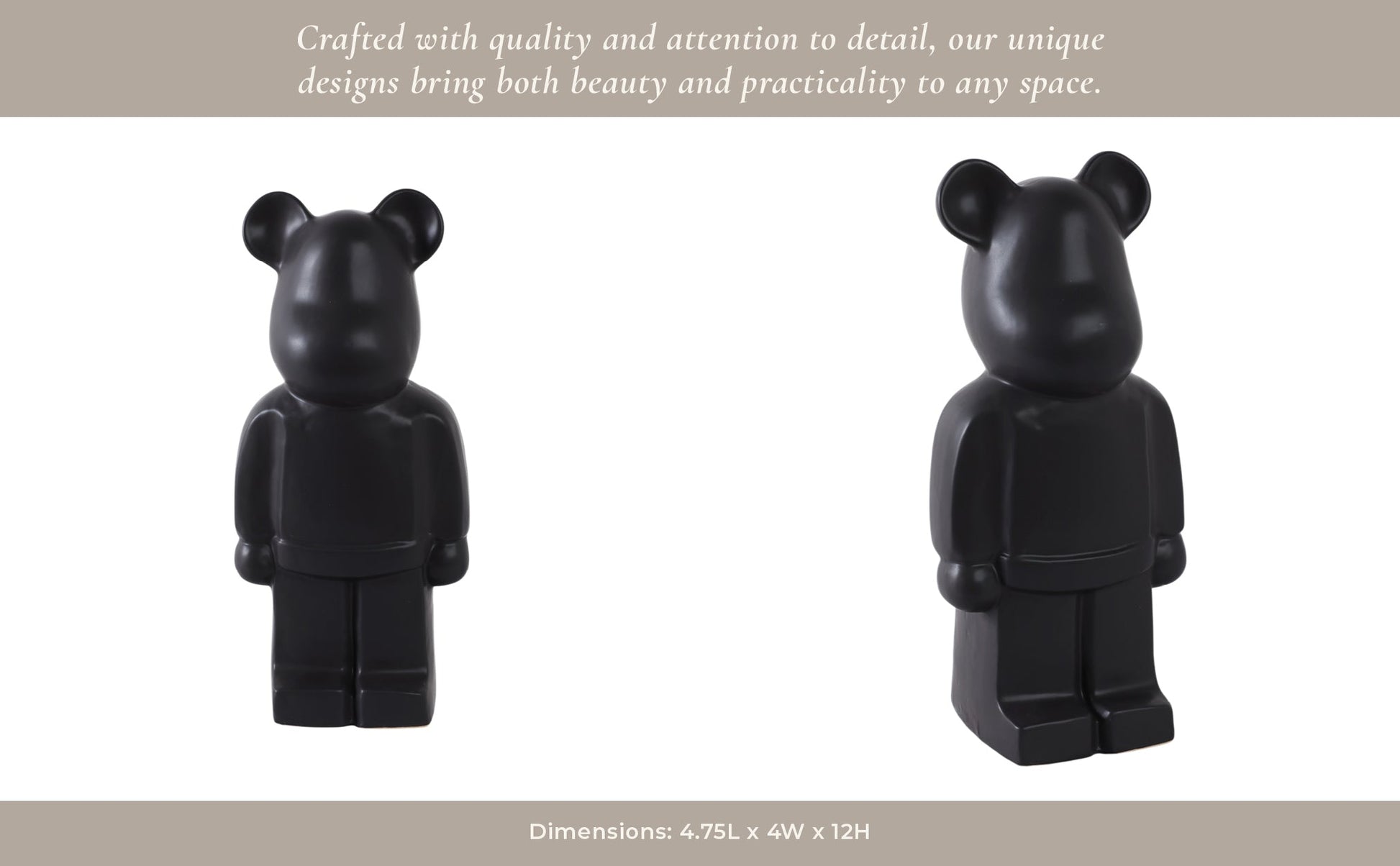 12" Deco Bear Figure, Black Table Decors| Sagebrook Home