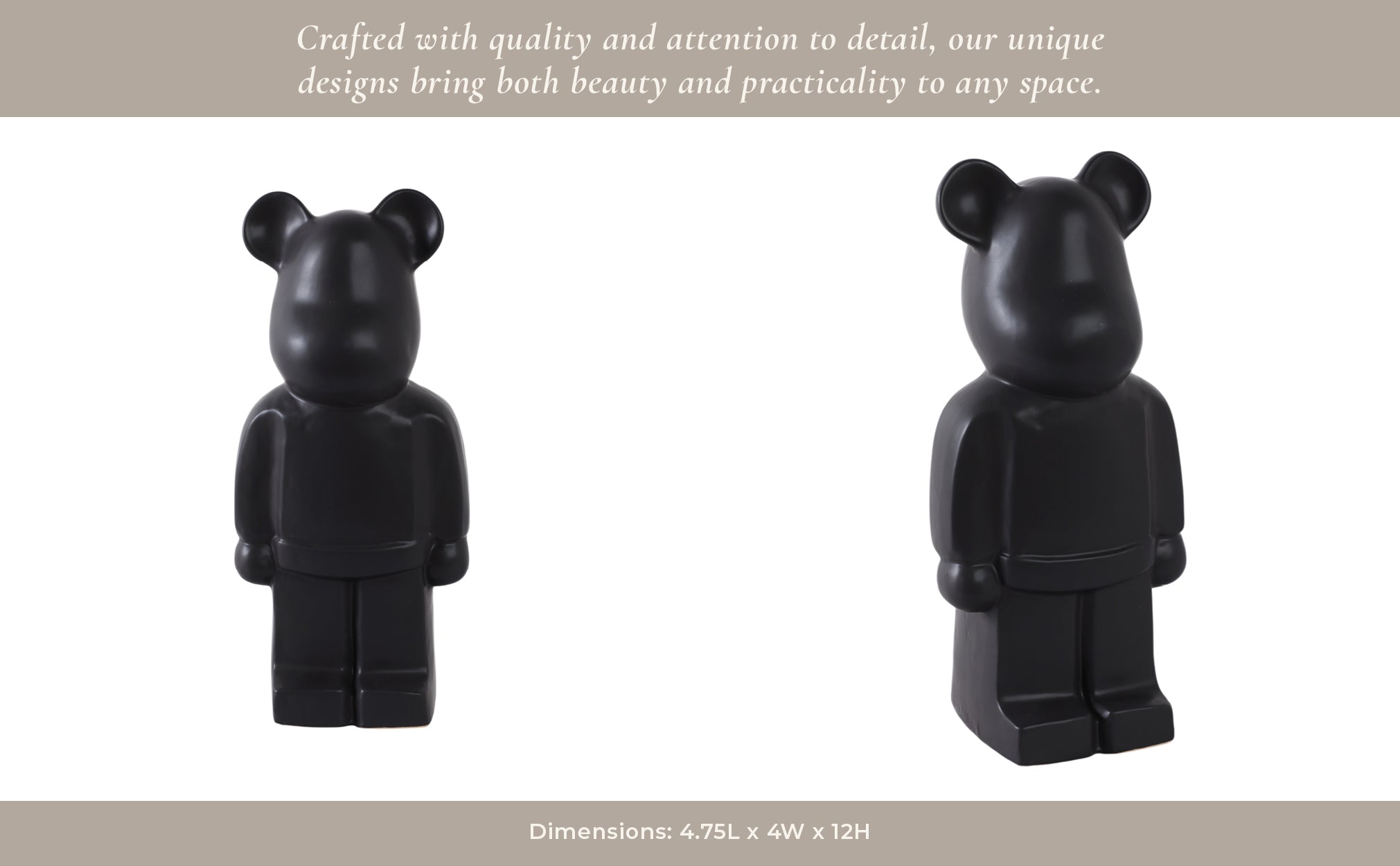 12" Deco Bear Figure, Black Table Decors| Sagebrook Home