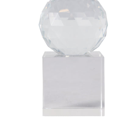 12" FACETED CRYSTAL ORBS CRYSTAL TAPERHOLDER, CLEA - Al Rugaib Furniture