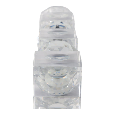 12" FACETED CRYSTAL ORBS CRYSTAL TAPERHOLDER, CLEA - Al Rugaib Furniture