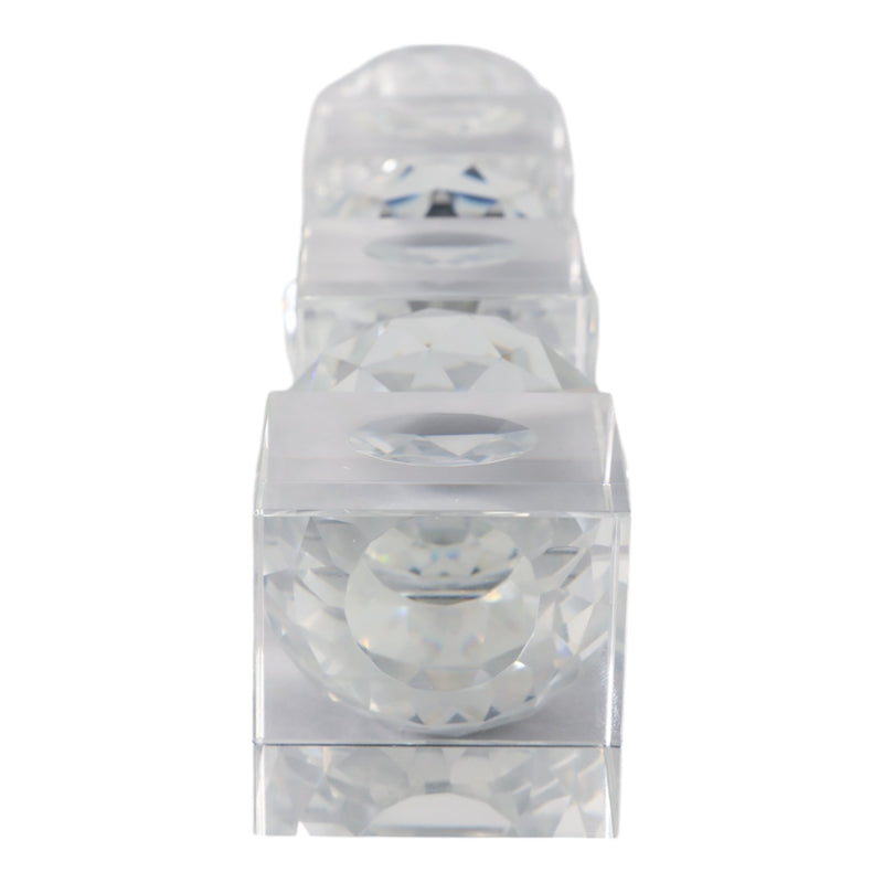 12" FACETED CRYSTAL ORBS CRYSTAL TAPERHOLDER, CLEA - Al Rugaib Furniture