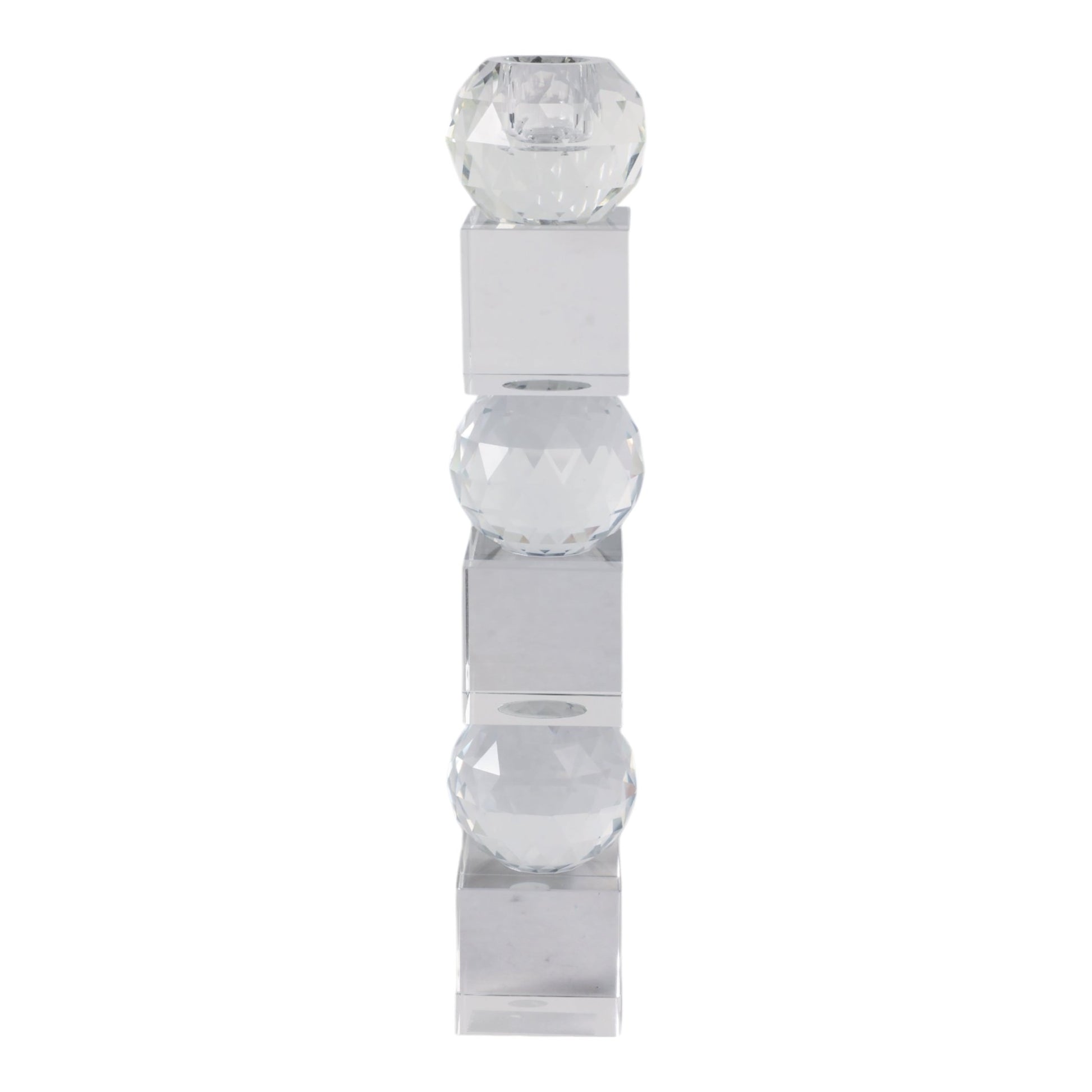 12" FACETED CRYSTAL ORBS CRYSTAL TAPERHOLDER, CLEA Candle Holders| Sagebrook Home