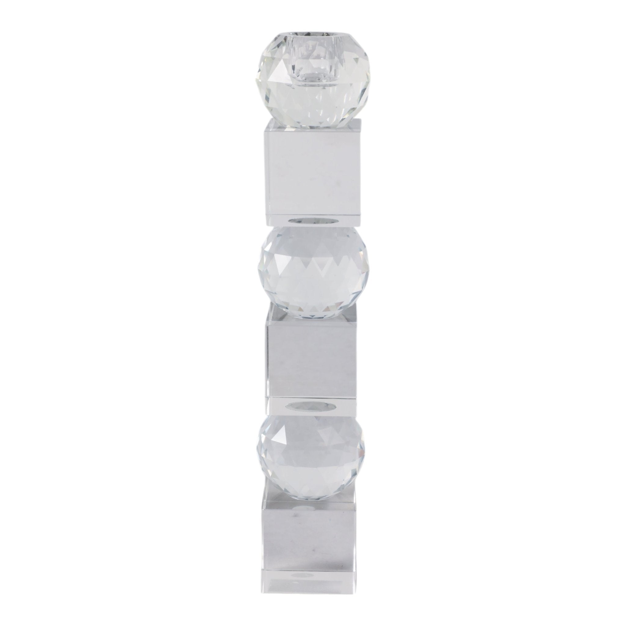 12" FACETED CRYSTAL ORBS CRYSTAL TAPERHOLDER, CLEA Candle Holders| Sagebrook Home