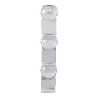 12" FACETED CRYSTAL ORBS CRYSTAL TAPERHOLDER, CLEA - Al Rugaib Furniture