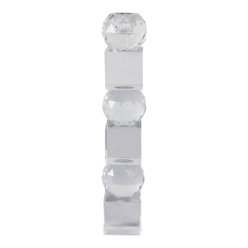 12" FACETED CRYSTAL ORBS CRYSTAL TAPERHOLDER, CLEA - Al Rugaib Furniture