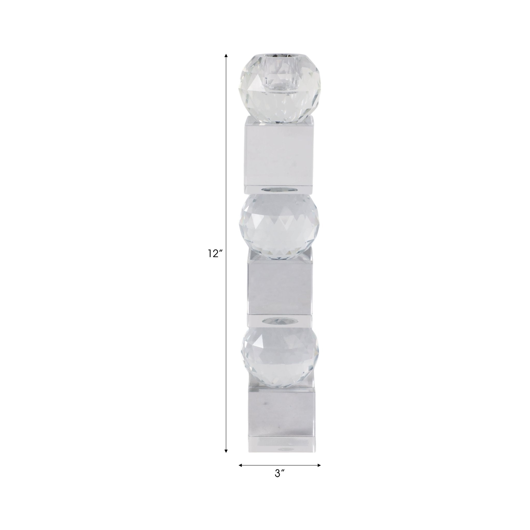 12" FACETED CRYSTAL ORBS CRYSTAL TAPERHOLDER, CLEA Candle Holders| Sagebrook Home