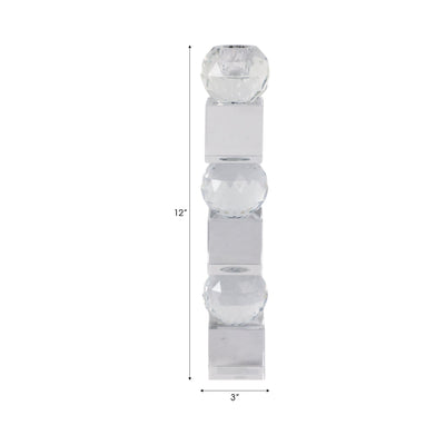 12" FACETED CRYSTAL ORBS CRYSTAL TAPERHOLDER, CLEA - Al Rugaib Furniture
