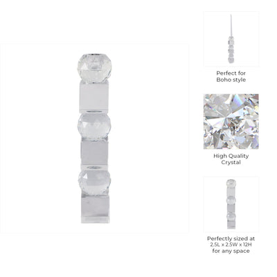 12" FACETED CRYSTAL ORBS CRYSTAL TAPERHOLDER, CLEA - Al Rugaib Furniture