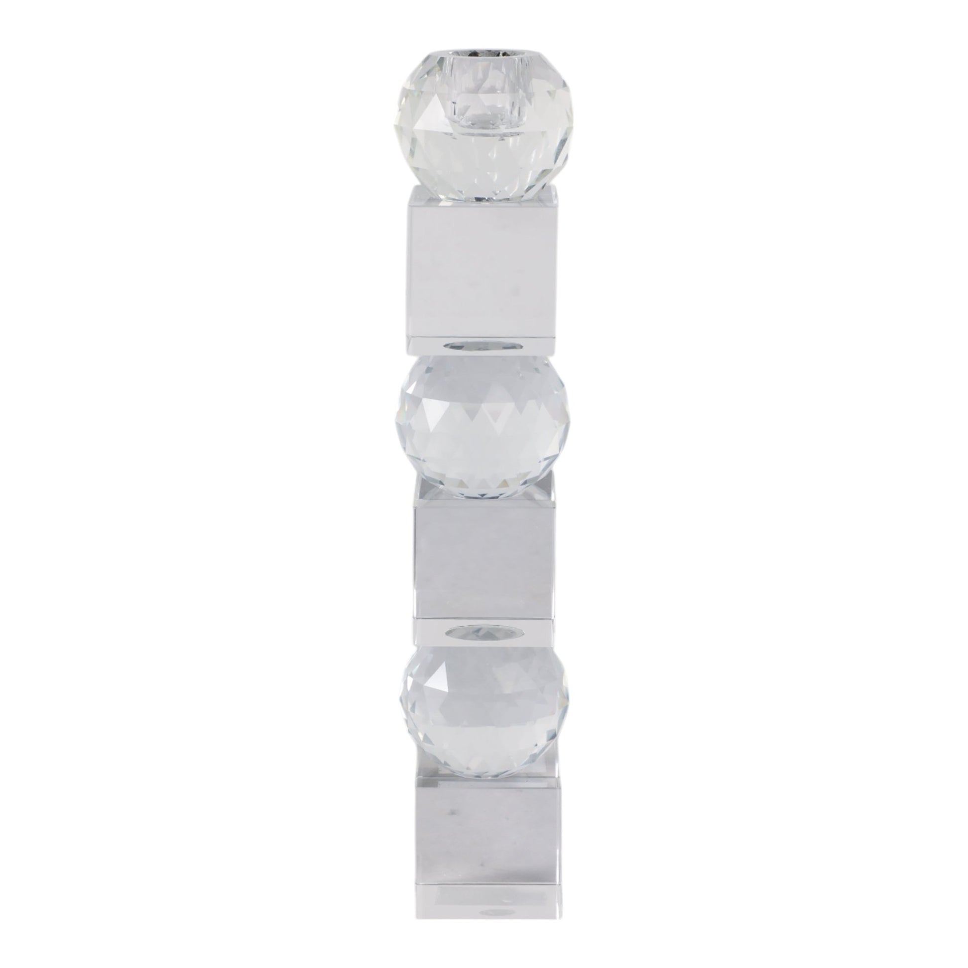 12" FACETED CRYSTAL ORBS CRYSTAL TAPERHOLDER, CLEA Candle Holders| Sagebrook Home