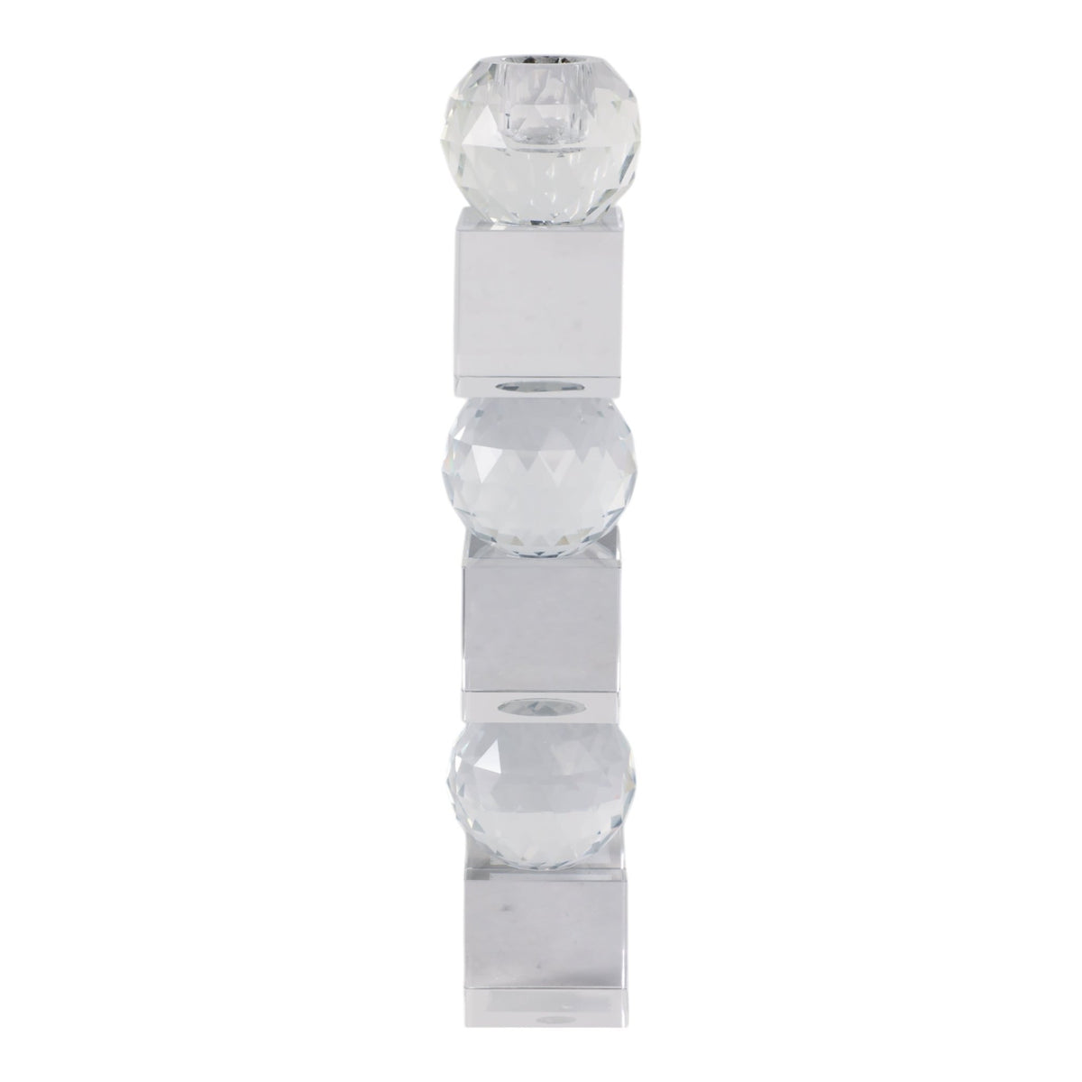12" FACETED CRYSTAL ORBS CRYSTAL TAPERHOLDER, CLEA Candle Holders| Sagebrook Home