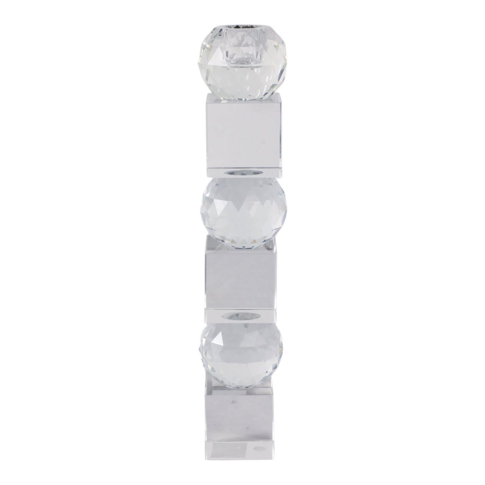 12" FACETED CRYSTAL ORBS CRYSTAL TAPERHOLDER, CLEA Candle Holders| Sagebrook Home