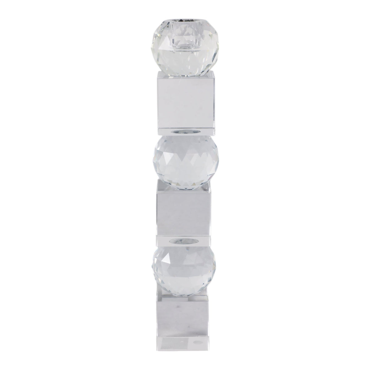 12" FACETED CRYSTAL ORBS CRYSTAL TAPERHOLDER, CLEA Candle Holders| Sagebrook Home