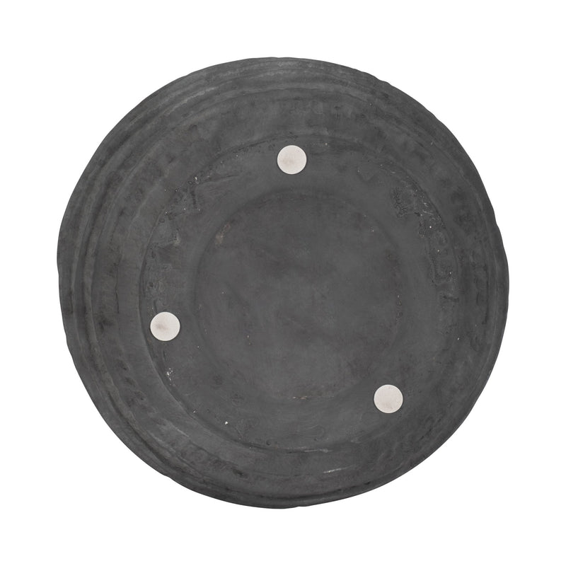 12" Faded Ribbed Bulbous Vase, Black - Al Rugaib Furniture