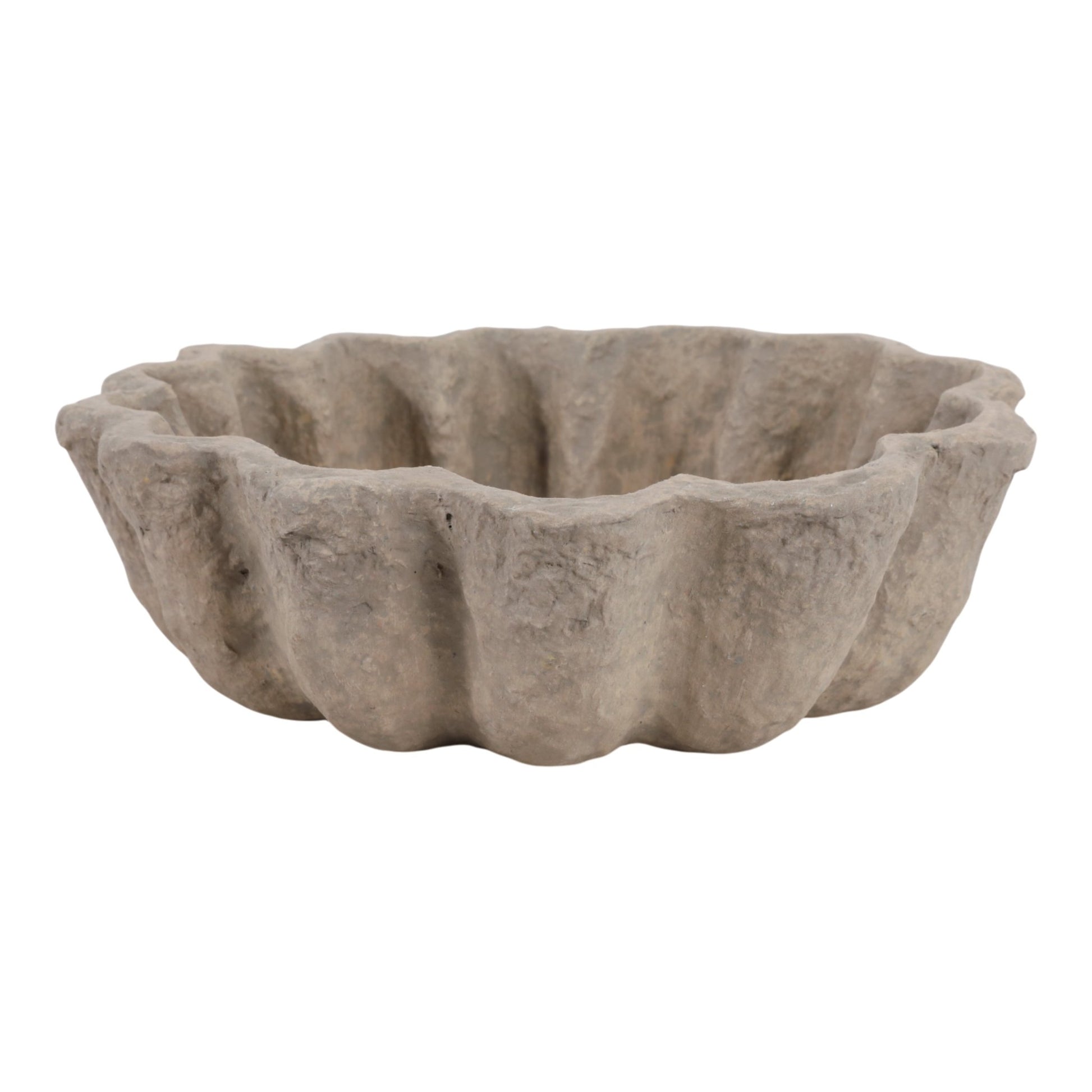 12" Fluted Paper Mache Bowl, Taupe Bowl| Sagebrook Home