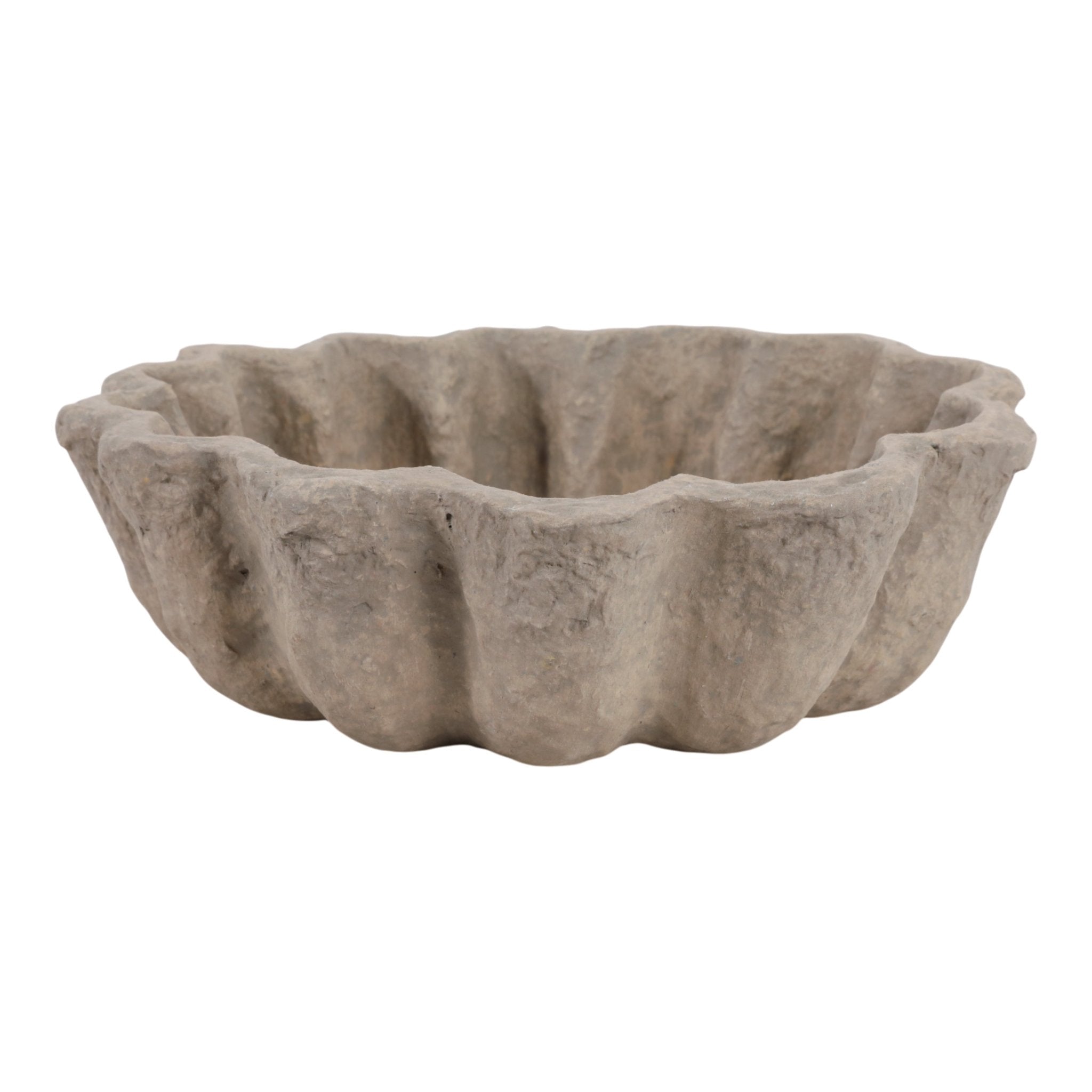 12" Fluted Paper Mache Bowl, Taupe Bowl| Sagebrook Home
