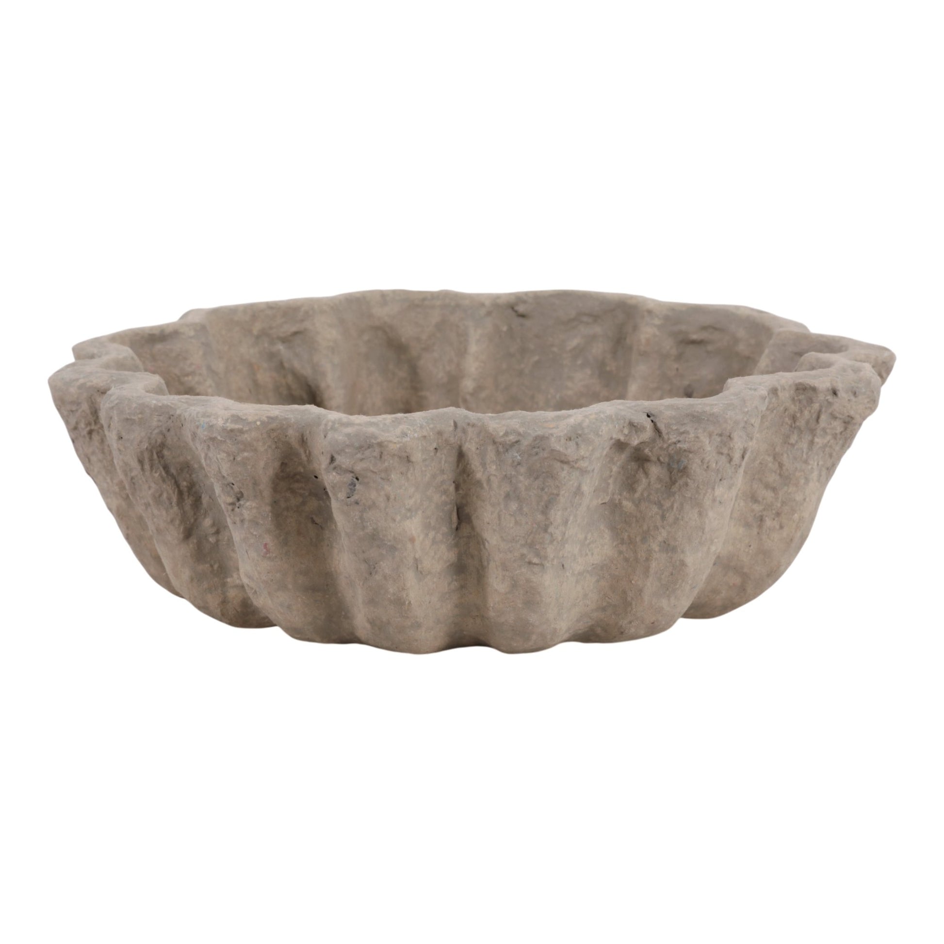 12" Fluted Paper Mache Bowl, Taupe Bowl| Sagebrook Home
