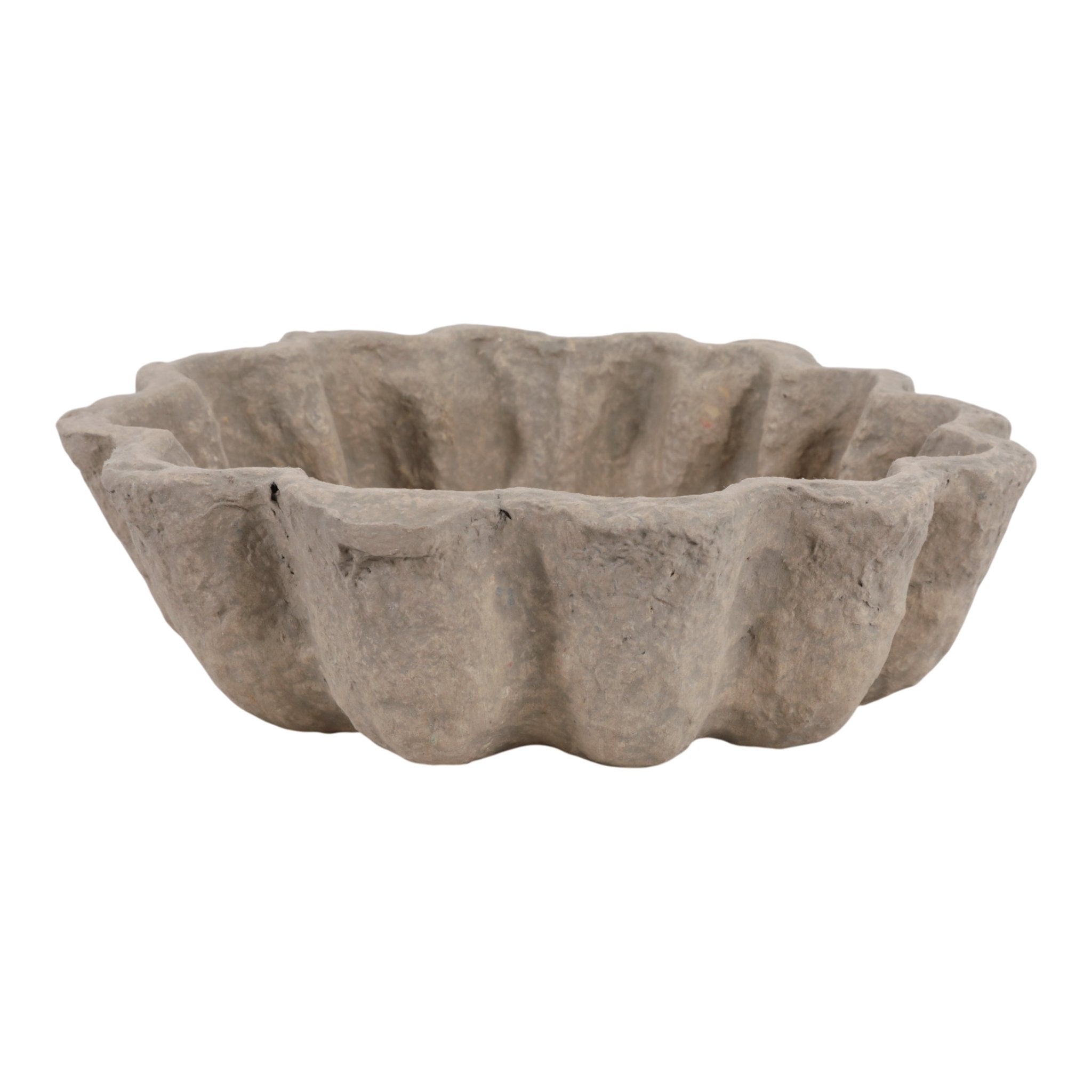 12" Fluted Paper Mache Bowl, Taupe Bowl| Sagebrook Home
