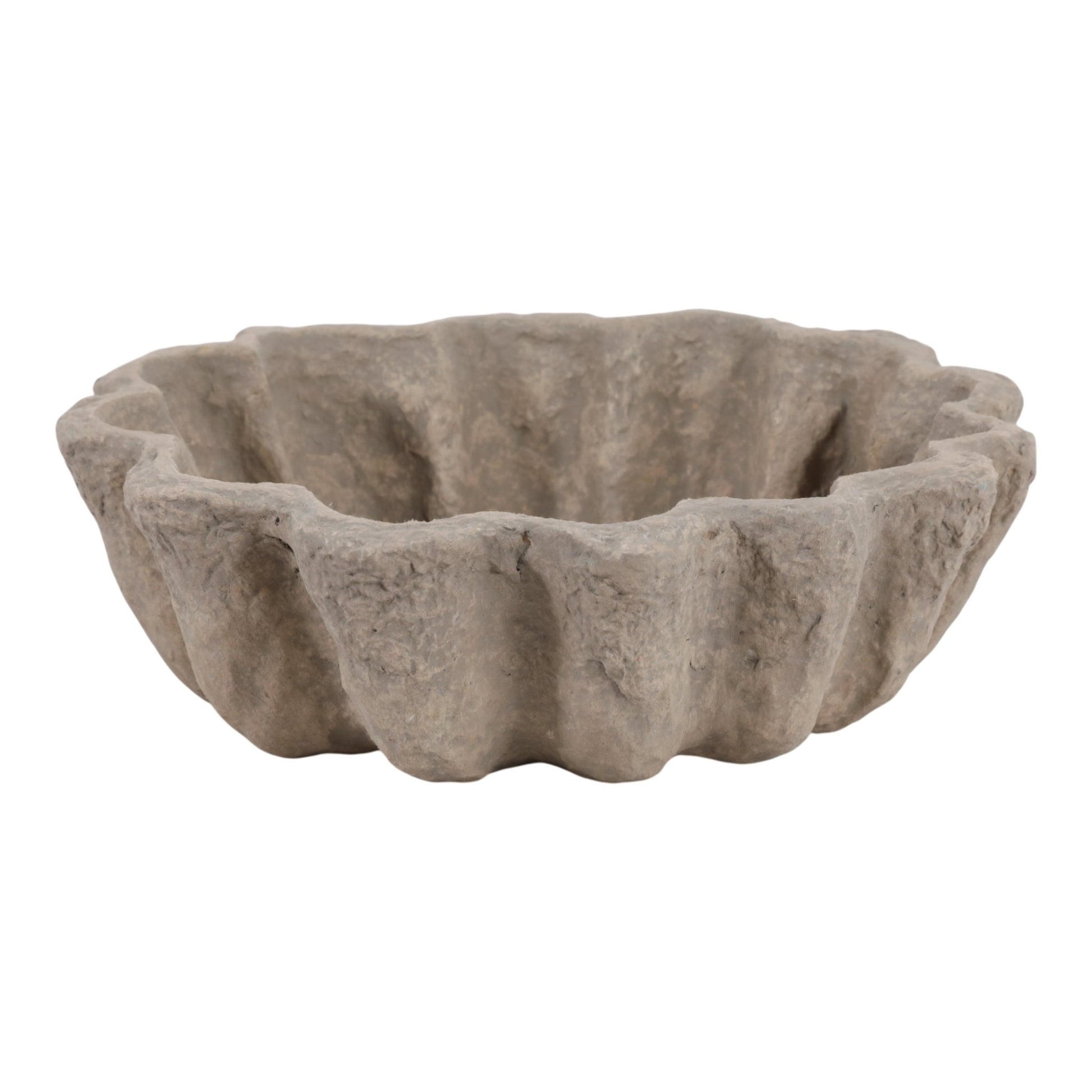 12" Fluted Paper Mache Bowl, Taupe Bowl| Sagebrook Home