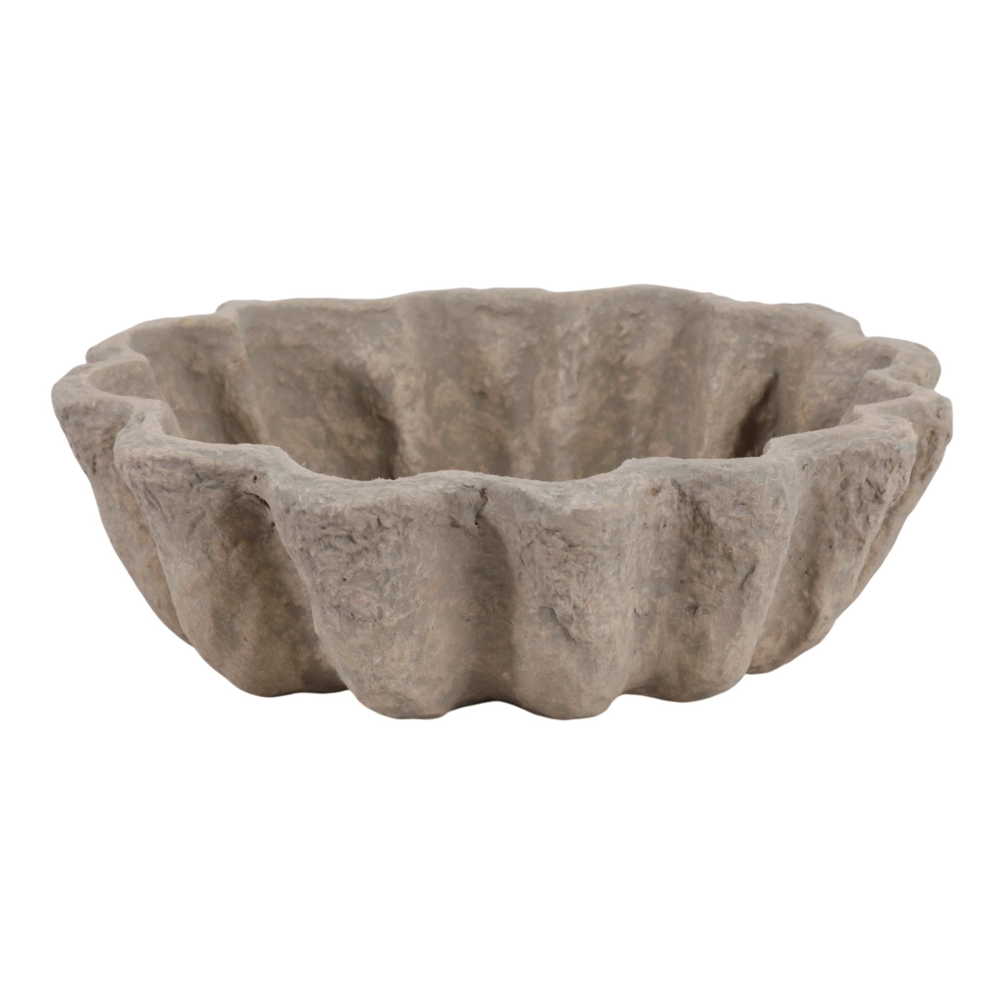 12" Fluted Paper Mache Bowl, Taupe Bowl| Sagebrook Home