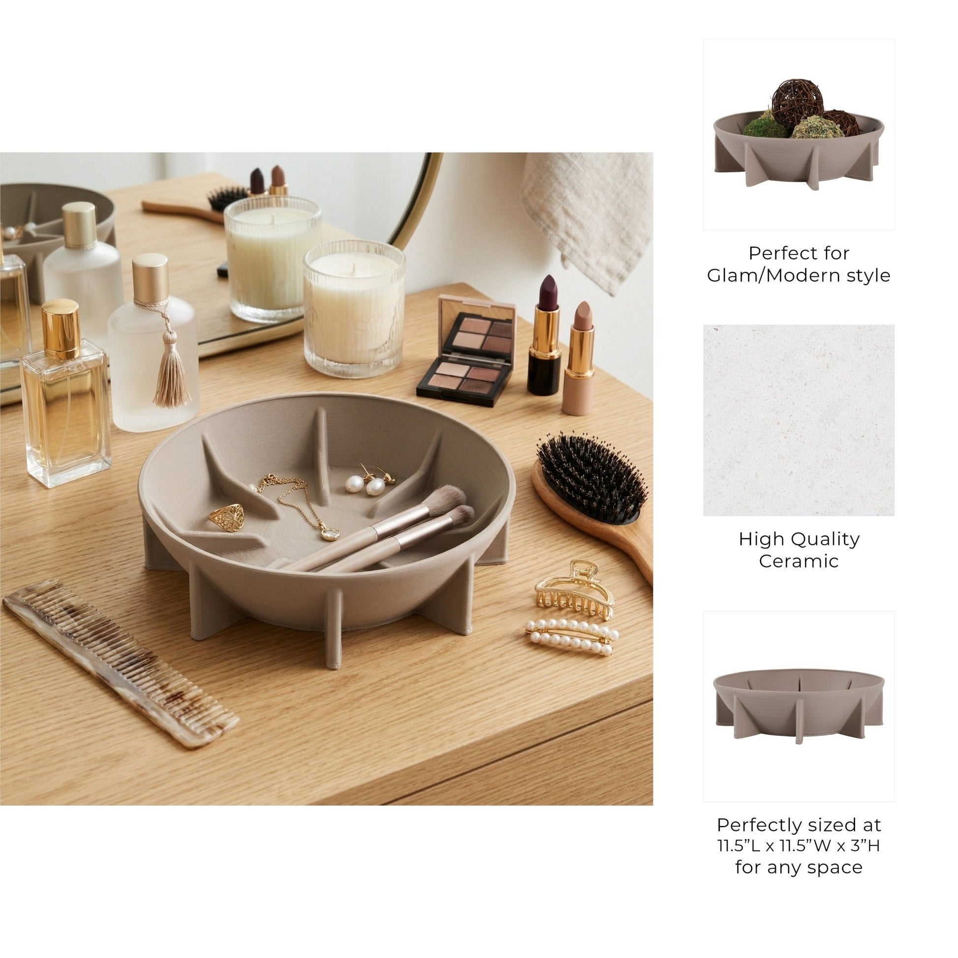 12" Heston 3d Printed Bowl, Gray Bowl| Sagebrook Home