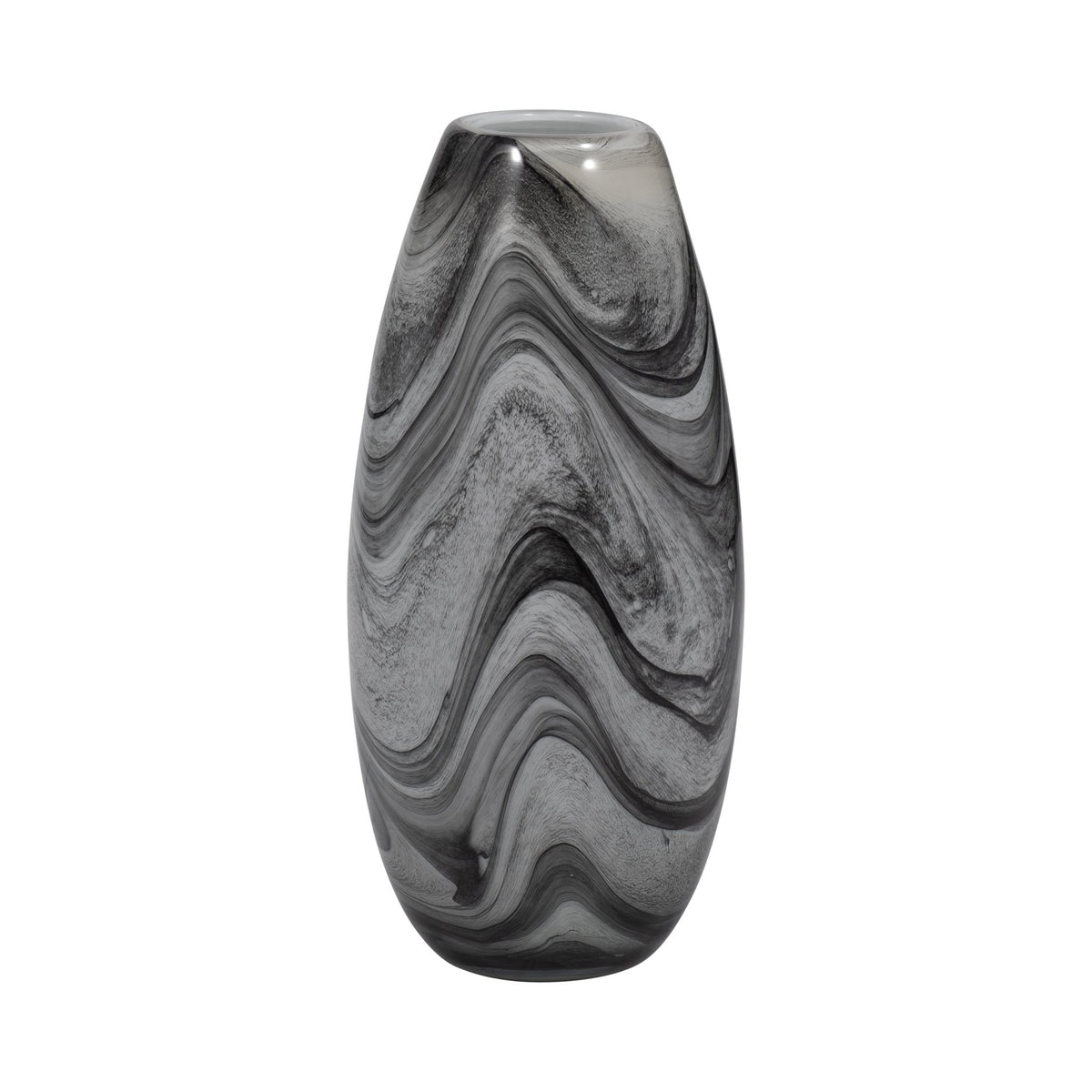 12" KATRINA GRAY SWIRL SMALL GLASS VASE Vases and Jars| Sagebrook Home