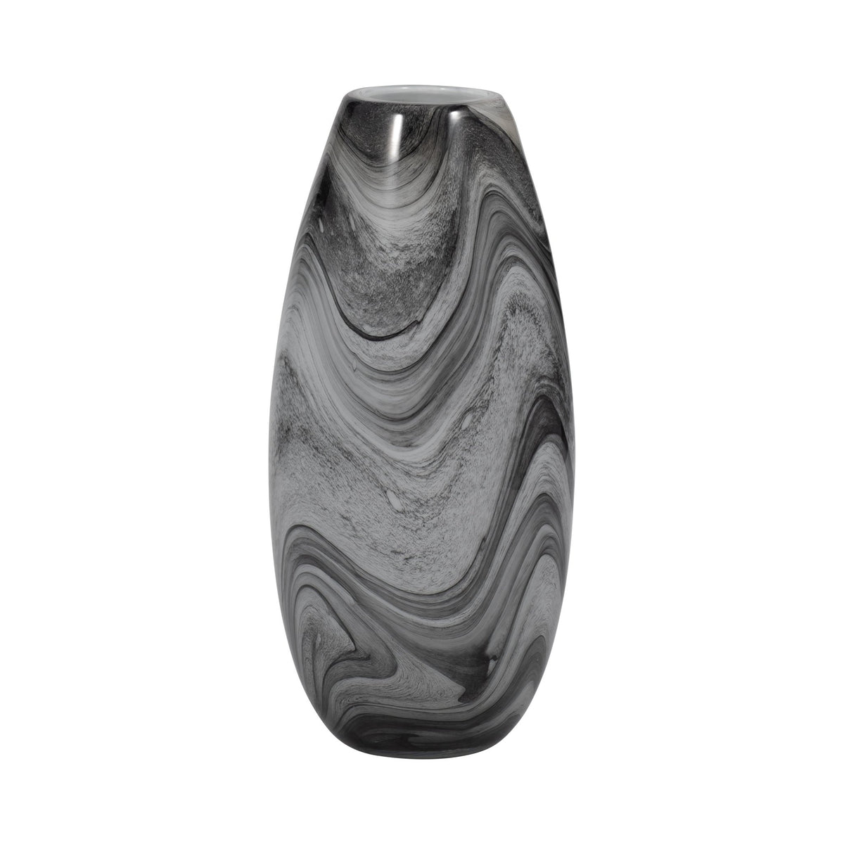 12" KATRINA GRAY SWIRL SMALL GLASS VASE Vases and Jars| Sagebrook Home