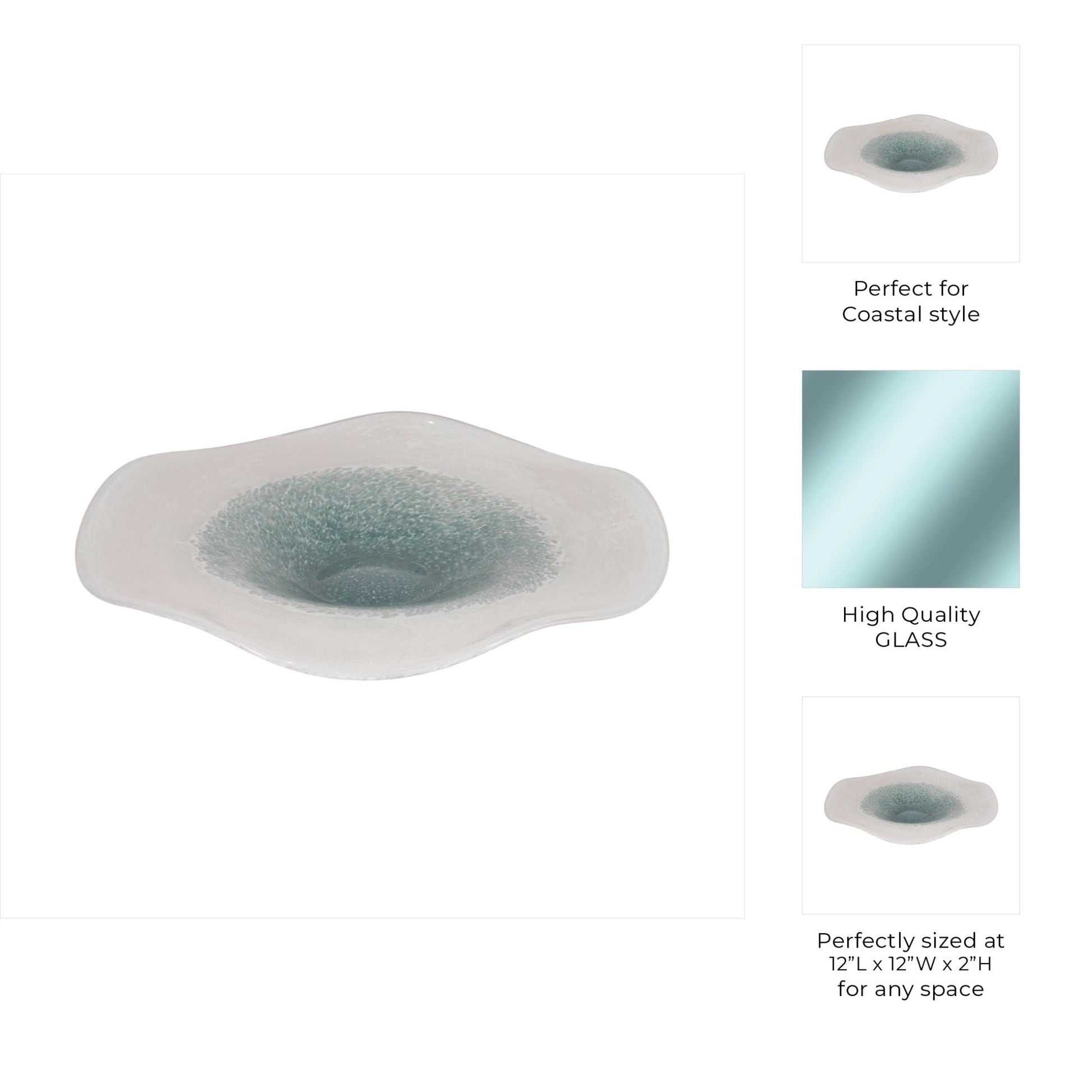 12" Light Blue Waters Bowl, Blue/white Table Decors| Sagebrook Home